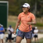 
              Nasa Hataoka, of Japan, smiles after a birdie on the ninth hole during the final round of the LPGA Tour Championship golf tournament, Sunday, Nov. 21, 2021, in Naples, Fla. (AP Photo/Rebecca Blackwell)
            