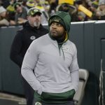 
              Green Bay Packers' Randall Cobb comes out of the locker room in street clothes during the second half of an NFL football game against the Los Angeles Rams Sunday, Nov. 28, 2021, in Green Bay, Wis. (AP Photo/Aaron Gash)
            