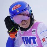 
              United State's Mikaela Shiffrin reacts after finishing a women's World Cup slalom ski race Sunday, Nov. 28, 2021, Killington, Vt. (AP Photo/Robert F. Bukaty)
            