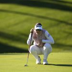 
              Hannah Green of Australia lines up a putt on the first hole during the third round of the BMW Ladies Championship at LPGA International Busan in Busan, South Korea, Saturday, Oct. 23, 2021. (AP Photo/Lee Jin-man)
            