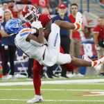 
              Boise State wide receiver Octavius Evans, front, catches a long pass over Fresno State defensive back Cale Sanders Jr.during the first half of an NCAA college football game in Fresno, Calif., Saturday, Nov. 6, 2021. (AP Photo/Gary Kazanjian)
            
