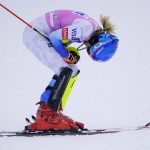 
              United State's Mikaela Shiffrin reacts after finishing a women's World Cup slalom ski race Sunday, Nov. 28, 2021, Killington, Vt. (AP Photo/Robert F. Bukaty)
            