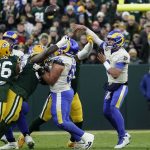 
              Los Angeles Rams' Matthew Stafford throws during the first half of an NFL football game against the Green Bay Packers Sunday, Nov. 28, 2021, in Green Bay, Wis. (AP Photo/Morry Gash)
            