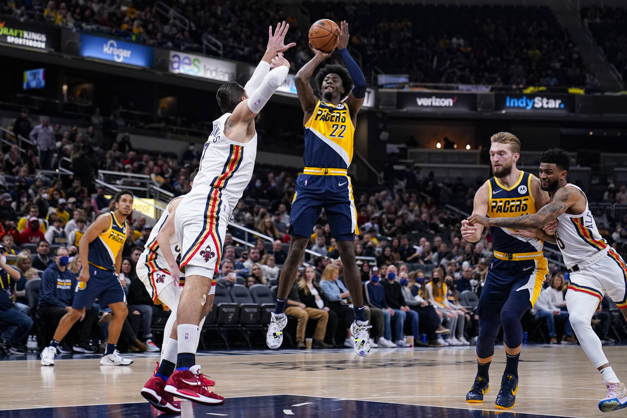 The sneakers worn by Jonas Valanciunas of the New Orleans Pelicans