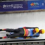 
              Toni Eggert and Sascha Benecken of Germany compete in the men's doubles luge during the Luge World Cup, a test event for the 2022 Winter Olympics, at the Yanqing National Sliding Center in Beijing, Saturday, Nov. 20, 2021. (AP Photo/Mark Schiefelbein)
            