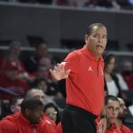 
              Houston coach Kelvin Sampson motions to a referee during the first half of the team's NCAA college basketball game against Northwestern State on Tuesday, Nov. 30, 2021, in Houston. (AP Photo/Justin Rex)
            