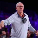 
              In this photo provided by Bahamas Visual Services, Syracuse head coach Jim Boeheim looks on during an NCAA college basketball game against Auburn at Paradise Island, Bahamas, Friday, Nov. 26, 2021. (Tim Aylen/Bahamas Visual Services via AP)
            