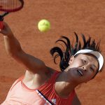 
              FILE - China's Peng Shuai serves to France's Caroline Garcia during their second round match of the French Open tennis tournament at the Roland Garros stadium, on May 31, 2018 in Paris. China's Foreign Ministry is sticking to its line that it isn't aware of the controversy surrounding tennis professional Peng Shuai, who disappeared after accusing a former top official of sexually assaulting her. A ministry spokesperson said Friday that the matter was not a diplomatic question and that he was not aware of the situation. (AP Photo/Michel Euler, File)
            