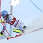 
              United States' Mikaela Shiffrin competes during the first run of an alpine ski, World Cup women's slalom in Levi, Finland, Sunday, Nov. 21, 2021. (AP Photo/Alessandro Trovati)
            