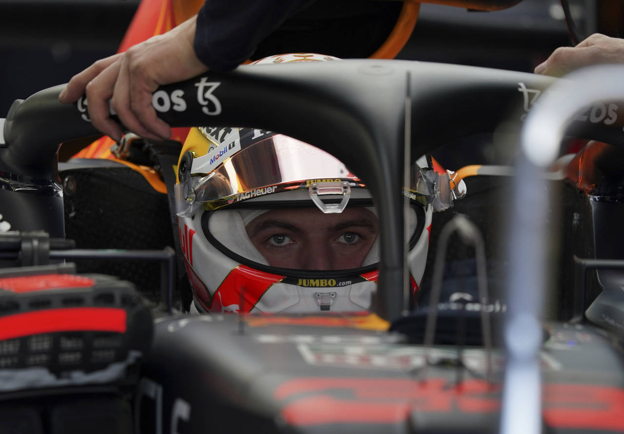 Formula One Red Bull driver Max Verstappen, of the Netherlands, prepares for a practice session ahe...