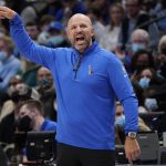 
              Dallas Mavericks head coach Jason Kidd yells from the sideline during the first half of an NBA basketball game against the Washington Wizards in Dallas, Saturday, Nov. 27, 2021. (AP Photo/LM Otero)
            