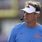 
              Mississippi head coach Lane Kiffin looks on as his team plays against Liberty during the second half of an NCAA college football game in Oxford, Miss., Saturday, Nov. 6, 2021. Mississippi won 27-14. (AP Photo/Rogelio V. Solis)
            
