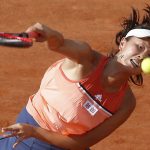 
              FILE - China's Shuai Peng serves the ball to France's Caroline Garcia during their second round match of the French Open tennis tournament at the Roland Garros stadium, Thursday, May 31, 2018, in Paris. Chinese authorities have squelched virtually all online discussion of sexual assault accusations apparently made by the Chinese professional tennis star against a former top government official, showing how sensitive the ruling Communist Party is to such charges. (AP Photo/Michel Euler, File)
            