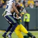 
              Seattle Seahawks' Ryan Neal breaks up a pass intended for Green Bay Packers' Allen Lazard during the first half of an NFL football game Sunday, Nov. 14, 2021, in Green Bay, Wis. (AP Photo/Aaron Gash)
            