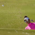 
              Maria Fassi hits out of a bunker on the first green during the final round of the LPGA Pelican Women's Championship golf tournament at Pelican Golf Club, Sunday, Nov. 14, 2021, in Belleair, Fla. (AP Photo/Steve Nesius)
            