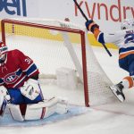 
              New York Islanders' Brock Nelson (29) scores on Montreal Canadiens goaltender Jake Allen (34) during the first period of an NHL hockey game Thursday, Nov. 4, 2021, in Montreal. (Ryan Remiorz/The Canadian Press via AP)
            
