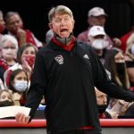 
              North Carolina State coach Wes Moore protest a call during the first half of the team's NCAA college basketball game against South Carolina, Tuesday, Nov. 9, 2021 in Raleigh, N.C. (AP Photo/Karl B. DeBlaker)
            