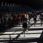 
              Runners cross the Queensboro Bridge during the New York City Marathon in New York, Sunday, Nov. 7, 2021. (AP Photo/Eduardo Munoz Alvarez)
            