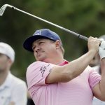 
              Jason Dufner watches his tee shot on the ninth hole during the first round of the Houston Open golf tournament Thursday, Nov. 11, 2021, in Houston. (AP Photo/Michael Wyke)
            