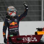
              Red Bull driver Max Verstappen of the Netherlands waves after qualifying session qualifying session in Lusail, Qatar, Saturday, Nov. 20, 2021 ahead of the Qatar Formula One Grand Prix. (AP Photo/Darko Bandic)
            
