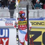 
              Beat Feuz of Switzerland comes to the end of the course during FIS downhill skiing race action, in Lake Louise, Alberta, on Saturday, Nov. 27, 2021. (Jeff McIntosh/The Canadian Press via AP)
            