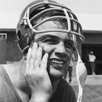 
              FILE - Sam Huff, the Washington Redskins middle linebacker who retired at end of 1967 season, pauses during a break in Redskins NFL football training camp in Carlisle, Pa., in July 1969, after ending his retirement. Huff, the hard-hitting Hall of Fame linebacker who helped the New York Giants reach six NFL title games from the mid-1950s to the early 1960s and later became a popular player and announcer in Washington, died Saturday, Nov. 13, 2021. He was 87. (AP Photo/Paul Vathis, File)
            