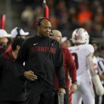 
              Stanford head coach David Shaw watches the scoreboard during the second half of an NCAA college football game against Oregon State on Saturday, Nov. 13, 2021, in Corvallis, Ore. Oregon State won 35-14. (AP Photo/Amanda Loman)
            