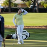 
              Jin Young Ko stretches during the first round of the LPGA Pelican Women's Championship golf tournament at Pelican Golf Club, Thursday, Nov. 11, 2021, in Belleair, Fla. (Martha Asencio-Rhine/Tampa Bay Times via AP)
            