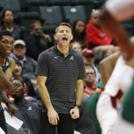 
              Alabama head coach Nate Oats yells to his team during the first half of an NCAA college basketball game against Miami on Sunday, Nov. 28, 2021, in Lake Buena Vista, Fla. (AP Photo/Jacob M. Langston)
            
