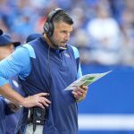 
              Tennessee Titans head coach Mike Vrabel watches from the sideline in the first half of an NFL football game against the Indianapolis Colts in Indianapolis, Sunday, Oct. 31, 2021. (AP Photo/AJ Mast)
            