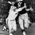 
              FILE -New York Giants' linebacker Sam Huff, left, tackles Green Bay Packers' Jim Taylor (31) during an NFL football game in Green Bay, Wis., Sept. 4, 1962. The Packers won, 20-17. Huff, the hard-hitting Hall of Fame linebacker who helped the Giants reach six NFL title games from the mid-1950s to the early 1960s and later became a popular player and announcer in Washington, died Saturday, Nov. 13, 2021. He was 87. (AP Photo, File)
            