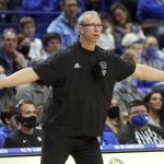 
              Ohio coach Jeff Boals directs the team during the first half of an NCAA college basketball game against Kentucky in Lexington, Ky., Friday, Nov. 19, 2021. (AP Photo/James Crisp)
            