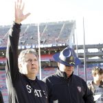 
              Mississippi State head coach Mike Leach waves to fans after they defeated Auburn in an NCAA college football game Saturday, Nov. 13, 2021, in Auburn, Ala. (AP Photo/Butch Dill)
            