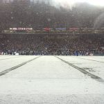 Snow covers the field during the first half of the NFL game on Monday Night Football November 27, 2006 at Qwest Field in Seattle, Washington. (Photo by Kevin Casey/NFLPhotoLibrary)