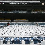 SEATTLE, WASHINGTON - DECEMBER 26: Seats at Lumen Field with snow on them before the game between the Seattle Seahawks and Chicago Bears on December 26, 2021 in Seattle, Washington. (Photo by Abbie Parr/Getty Images)