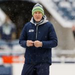 SEATTLE, WASHINGTON - DECEMBER 26: Head coach Pete Carroll of the Seattle Seahawks looks on during warm-ups before the game against the Chicago Bears at Lumen Field on December 26, 2021 in Seattle, Washington. (Photo by Steph Chambers/Getty Images)