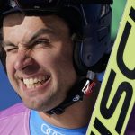 
              Italy's Matteo Marsaglia celebrates after finishing his run during a men's World Cup downhill ski race Saturday, Dec. 4, 2021, in Beaver Creek, Colo. (AP Photo/Gregory Bull)
            