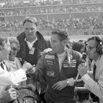 
              FILE - Bobby Unser is all smiles in the victory circle just after he won the California 500, March 10, 1974 in Ontario, California. He beat his brother Al by less than a second. Al Unser, one of only four drivers to win the Indianapolis 500 a record four times, died Thursday, Dec. 9, 2021, following years of health issues. He was 82. (AP Photo, File)
            