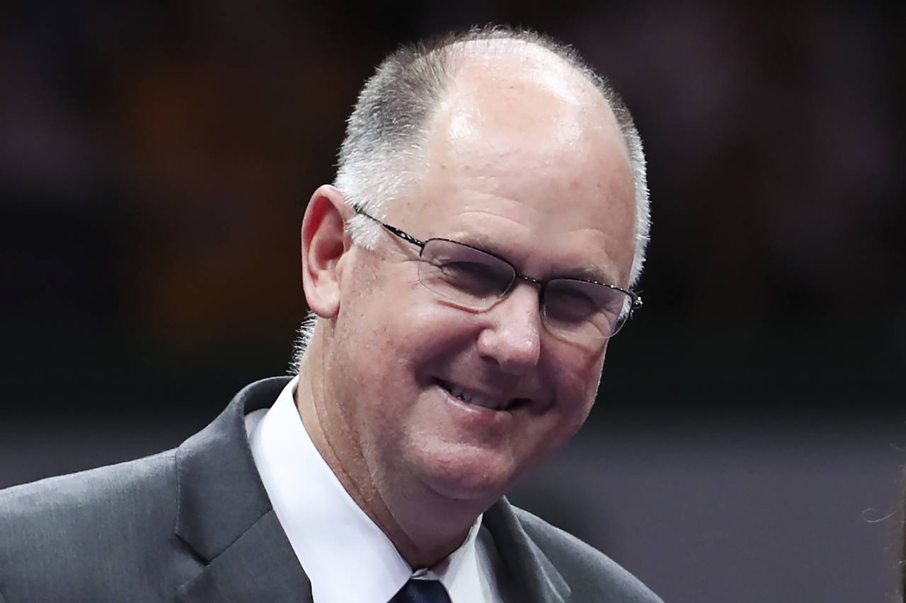 FILE - WTA CEO Steve Simon appears during a retirement ceremony for Martina Hingis in Singapore. Th...