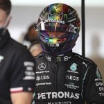 
              Mercedes driver Lewis Hamilton of Britain gets ready during practice for the Formula One Abu Dhabi Grand Prix in Abu Dhabi, United Arab Emirates, Friday, Dec. 10, 2021. (AP Photo/Kamran Jebreili)
            