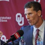 
              Oklahoma head football coach Brent Venables answers a question at an NCAA college football news conference, Monday, Dec. 6, 2021, in Norman, Okla. (AP Photo/Sue Ogrocki)
            