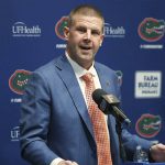 
              Florida head football coach Billy Napier speaks to the media during his introductory NCAA college football news conference in Gainesville, Fla., Sunday, Dec. 5, 2021. (Stephen M. Dowell/The Gainesville Sun via AP)
            