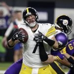 
              Pittsburgh Steelers quarterback Ben Roethlisberger (7) is sacked by Minnesota Vikings safety Harrison Smith during the first half of an NFL football game, Thursday, Dec. 9, 2021, in Minneapolis. (AP Photo/Andy Clayton-King)
            