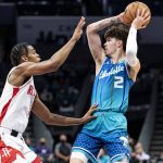 
              Houston Rockets guard Josh Christopher (9) defends against Charlotte Hornets guard LaMelo Ball (2) during the first half of an NBA basketball game Monday, Dec. 27, 2021, in Charlotte, N.C. (AP Photo/Matt Kelley)
            