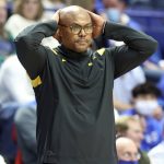 
              Missouri interim head coach Cornell Mann reacts to a play during the second half of an NCAA college basketball game against Kentucky in Lexington, Ky., Wednesday, Dec. 29, 2021. Kentucky won 83-56. (AP Photo/James Crisp)
            