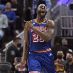 
              Golden State Warriors forward Draymond Green (23) reacts after being called for a foul during the second half of the team's NBA basketball game against the Phoenix Suns in San Francisco, Friday, Dec. 3, 2021. (AP Photo/Jeff Chiu)
            