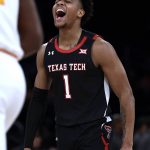 
              Texas Tech guard Terrence Shannon Jr. reacts during the first half of the team's NCAA college basketball game against Tennessee in the Jimmy V Classic on Tuesday, Dec. 7, 2021, in New York. (AP Photo/Adam Hunger)
            