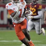 
              Clemson running back Kobe Pace (7) runs after catching a pass during the first half of the Cheez-It Bowl NCAA college football game against Iowa State, Wednesday, Dec. 29, 2021, in Orlando, Fla. (AP Photo/Phelan M. Ebenhack)
            
