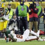 
              Green Bay Packers' Rasul Douglas intercepts a pass in front of Cleveland Browns' Jarvis Landry during the first half of an NFL football game Saturday, Dec. 25, 2021, in Green Bay, Wis. (AP Photo/Matt Ludtke)
            