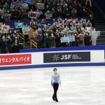 
              Yuzuru Hanyu of Japan finishes performing during men's short program competition of Japan Figure Skating Championships at Saitama Super Arena, in Saitama, north of Tokyo, Friday, Dec. 24, 2021. (AP Photo/Eugene Hoshiko)
            